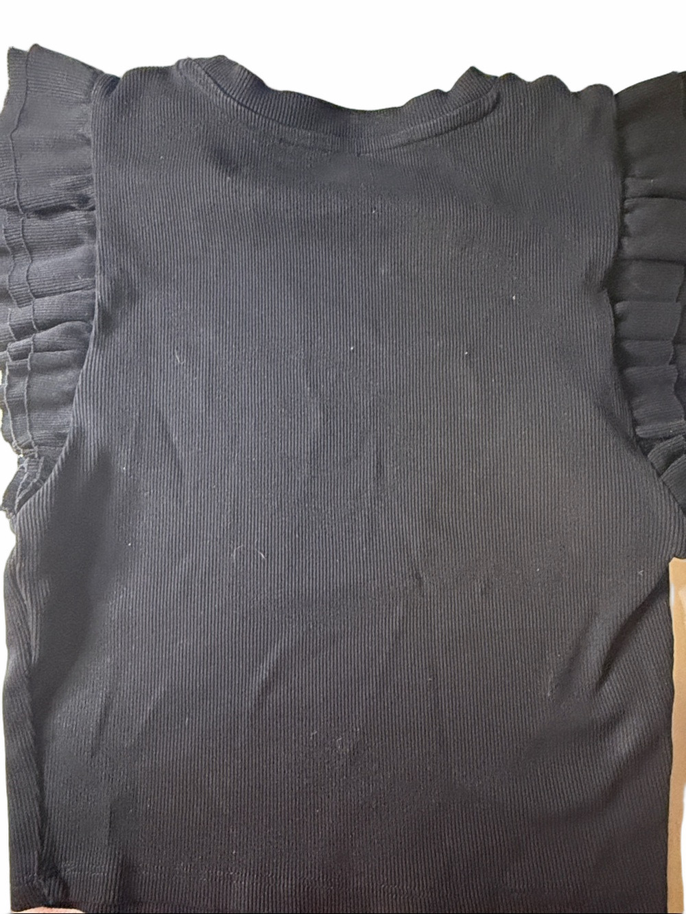 Zara Ruffled Rib Knit Tee | EUC | Sz L - Picture 5 of 5